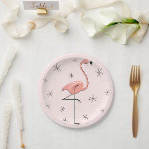 Plato De Papel Flamingo Placa de papel rosa