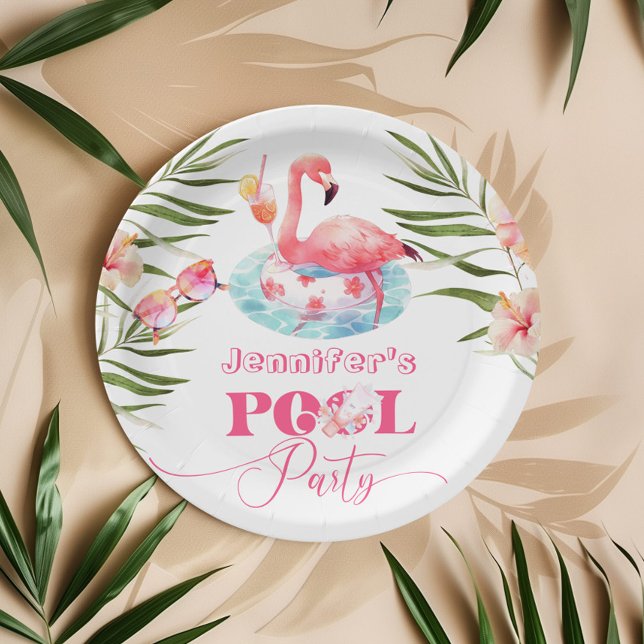 Plato De Papel Flamingo pool fiesta chica rosa cumpleaños (Subido por el creador)