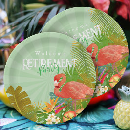 Plato De Papel Flamingo Retirement Green