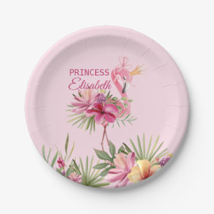 Plato De Papel Flamingo rosa
