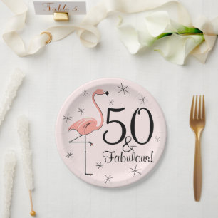 Plato De Papel Flamingo Rosa 50 y Fabulous paper plate