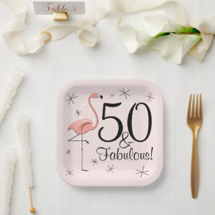 Plato De Papel Flamingo Rosa 50 y Fabulous square paper plate