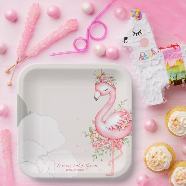 Plato De Papel Flamingo rosa Es un Baby Shower Chica (Fiesta)