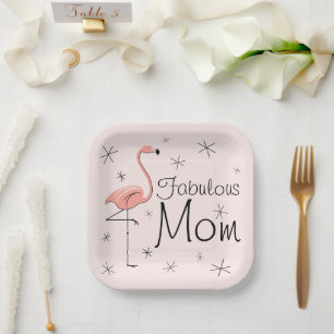Plato De Papel Flamingo Rosa Fabulous Mom square