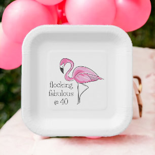 Plato De Papel Flamingo rosado en bandadas fabulosas en los cuare