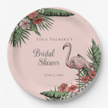 Flamingo Rosado Tropical Hibiscus Bridal Shower