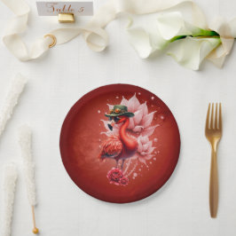 Plato De Papel Flamingo Steampunk - Arte digital fantástico