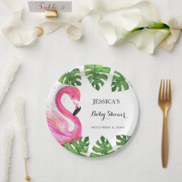 Plato De Papel Flamingo Tropical deja Fiesta de Baby Shower