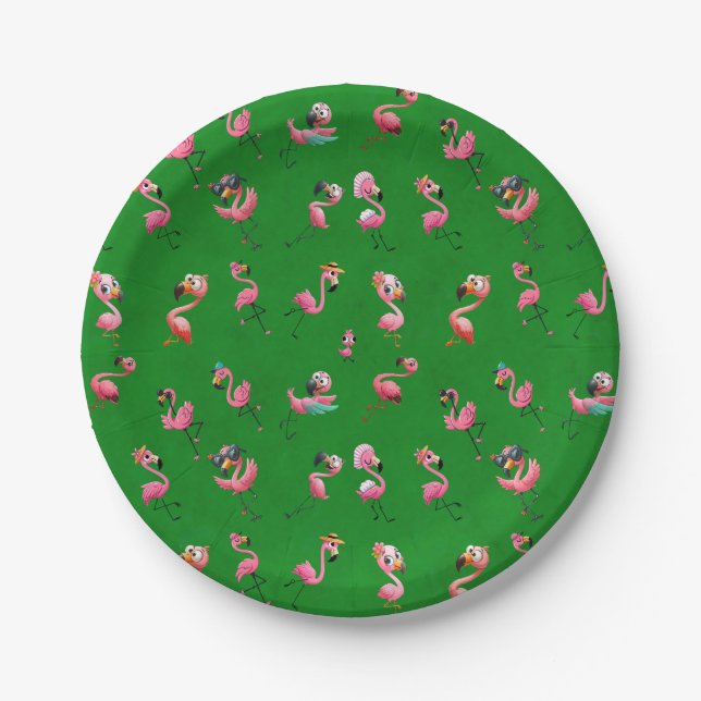 Plato De Papel Flamingos (Anverso)