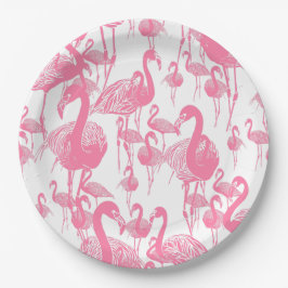 Plato De Papel Flamingos rosados fiesta de picnic retro años 50 v