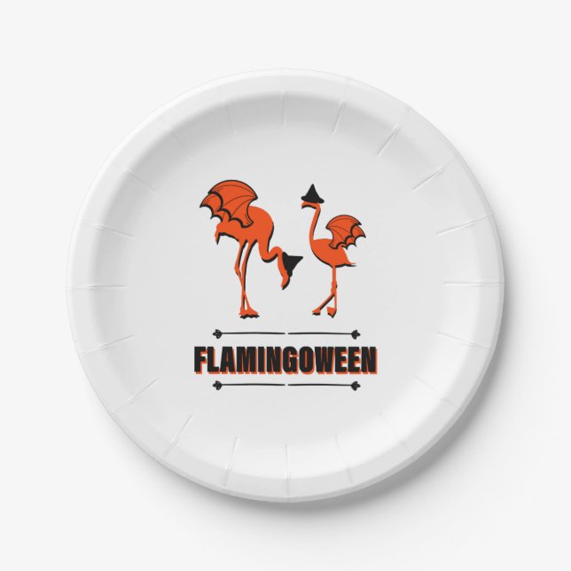 Plato De Papel Flamingoween - Halloween (Anverso)
