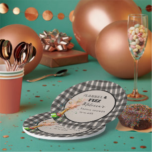 Plato De Papel Flannel & fizz invierno ducha de novia negra y bla
