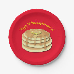 Plato De Papel Flapjack del partido de cumpleaños del panqueque