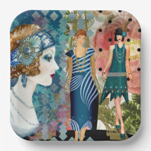 Plato De Papel Flappers Art Deco