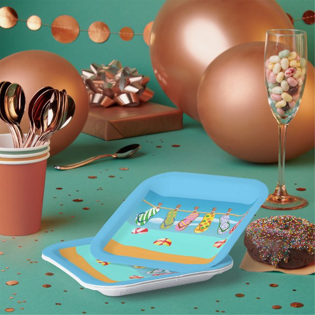 Plato De Papel Flip Flops En La Playa (Subido por el creador)