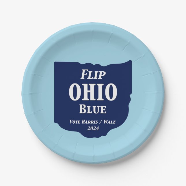 Plato De Papel Flip Ohio Blue en 2024 (Anverso)