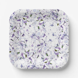 Plato De Papel Flor acuarela ramo de hortensias.