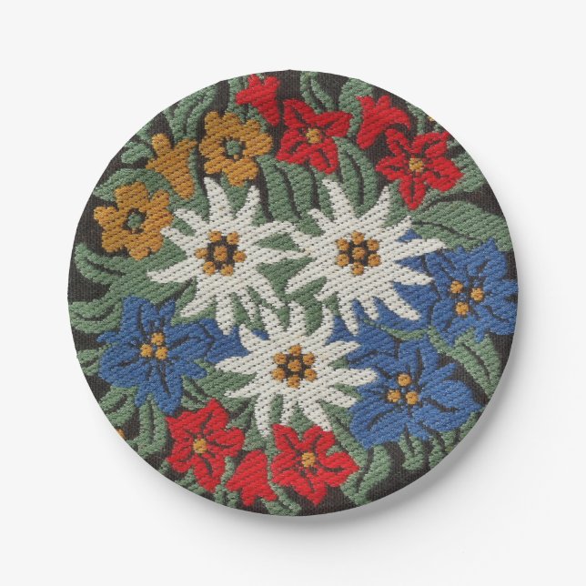 Plato De Papel Flor alpina suiza Edelweiss (Anverso)