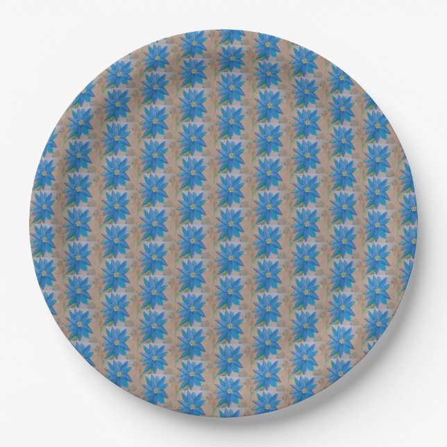 Plato De Papel Flor azul (Anverso)
