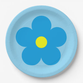 Plato De Papel Flor azul