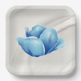 Plato De Papel Flor azul audaz