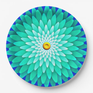 Plato De Papel Flor azul Mandala-68566