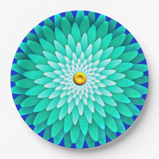 Plato De Papel Flor azul Mandala-68566 (Anverso)