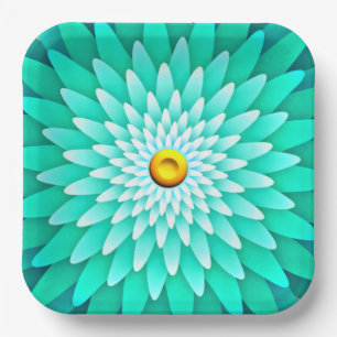 Plato De Papel Flor azul Mandala-68566