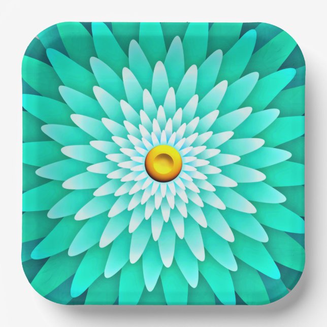Plato De Papel Flor azul Mandala-68566 (Anverso)