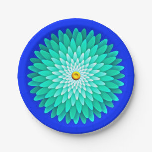Plato De Papel Flor azul Mandala-68566