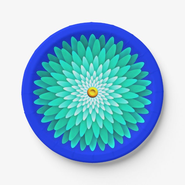 Plato De Papel Flor azul Mandala-68566 (Anverso)