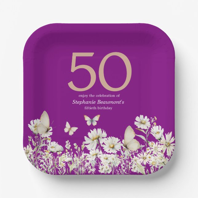 Plato De Papel Flor blanca de mujer sorprende 50 años (Anverso)