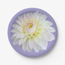 Plato De Papel Flor blanca y amarilla