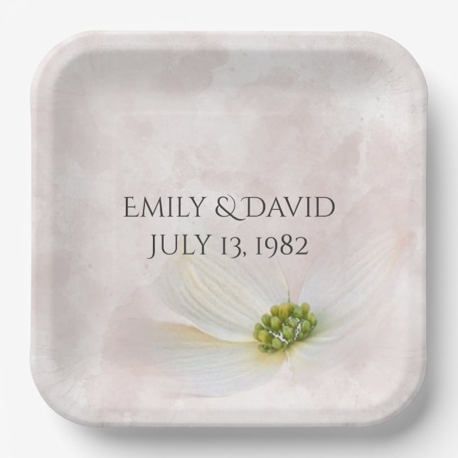 Plato De Papel Flor Cosmos Aniversario (Anverso)