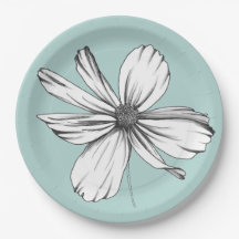 Flor Cosmos en placa de papel Verde azulado