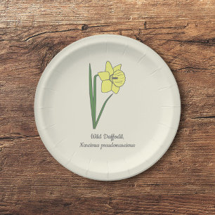 Plato De Papel Flor Daffodil Pastel Botánico