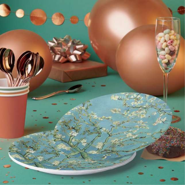 Plato De Papel Flor de almendra, Van Gogh (Multi)