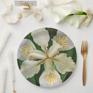 Plato De Papel Flor de aroma blanca de iris