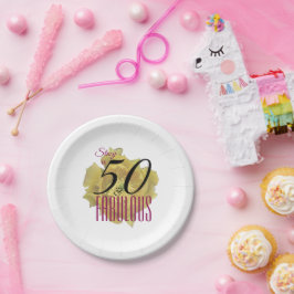 Plato De Papel Flor de cactus amarilla 50 y fabuloso cumpleaños