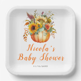 Plato De Papel Flor de calabaza Baby Shower