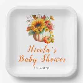 Plato De Papel Flor de calabaza Baby Shower