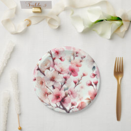 Plato De Papel Flor de Cerezo