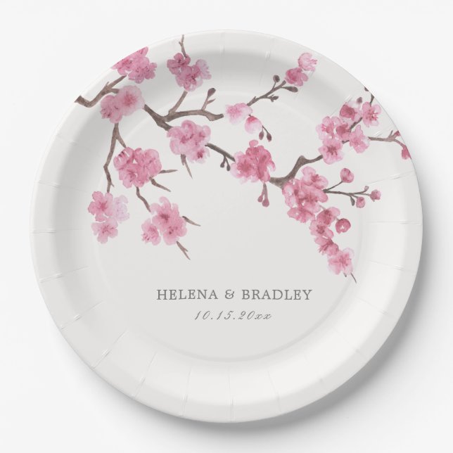 Plato De Papel Flor de cerezo (Anverso)