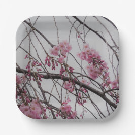 Plato De Papel Flor de Cerezo