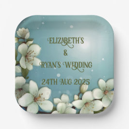 Plato De Papel Flor de cerezo caprichosa con espárragos