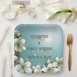 Plato De Papel Flor de cerezo caprichosa con espárragos