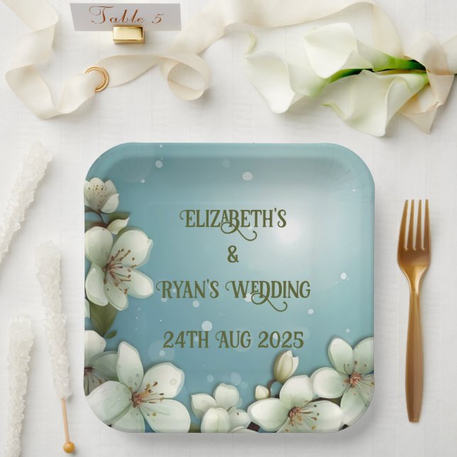 Plato De Papel Flor de cerezo caprichosa con espárragos (Boda)