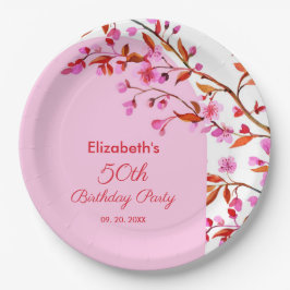 Plato De Papel Flor de cerezo Sakura Flower Pink White Birday