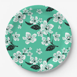 PLATO DE PAPEL FLOR DE CEREZO - SAKURA (MENTA)