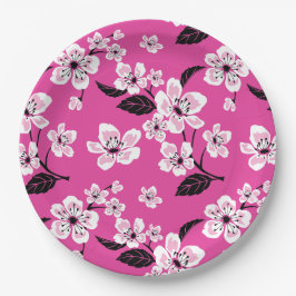 PLATO DE PAPEL FLOR DE CEREZO - SAKURA (ROSA)